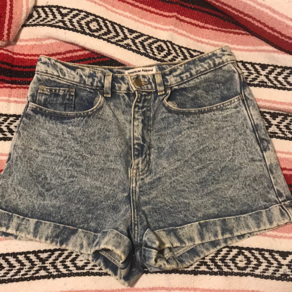 High waist acid wash shorts by American Apparel
